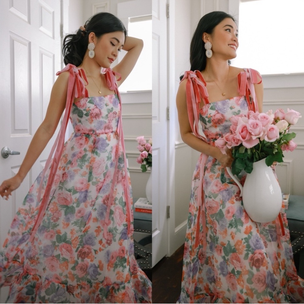 Sister Jane Floral Midi Dress in Pink and Purple